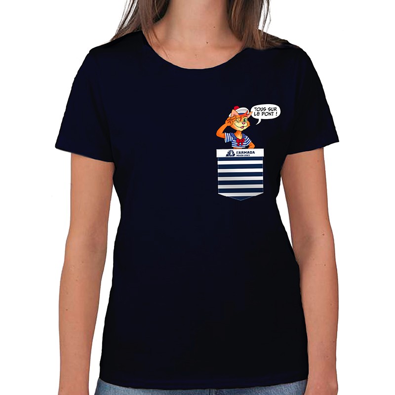Morgane's "Tous sur le Pont" Women navy T-shirt